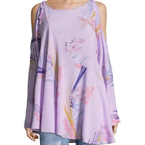 Free People Clear Skies Mini Dress Tunic Asymmetrical Hem Floral Print Small NWT - Picture 12 of 15